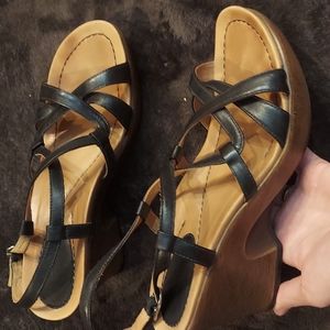 Dansko Novalee EU 38 US 8 Black Strappy Wedge Sandals